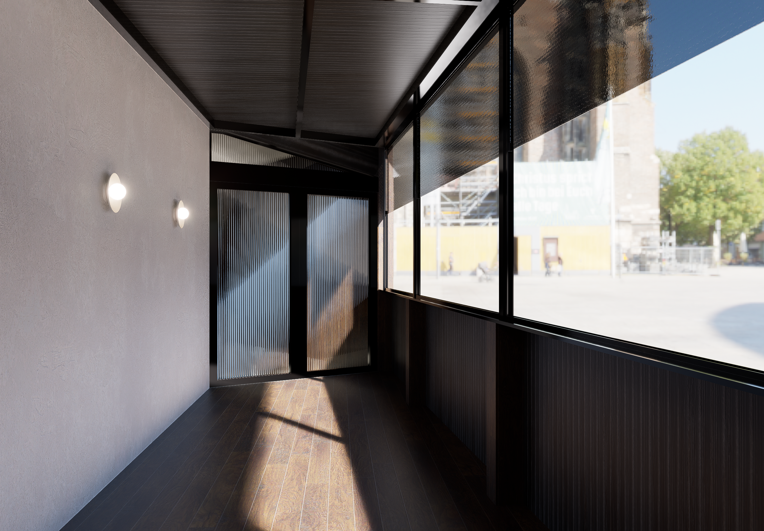 Madera Lounge glazed entry corridor